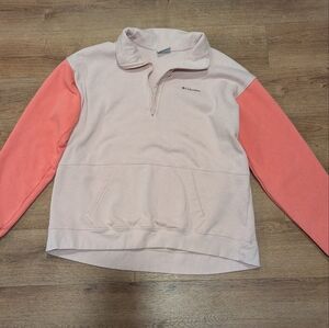 quarter Zip Columbia Women's Soft Pink and Coral Sweatshirt Lightweight